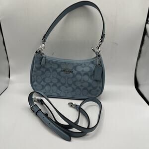 COACH Teri Shoulder Bag Signature Chambray Light Blue CH139 HAS STAINS AS IS